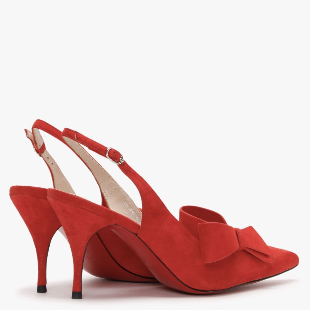 Sized Red Suede Bow Sling Back Heels