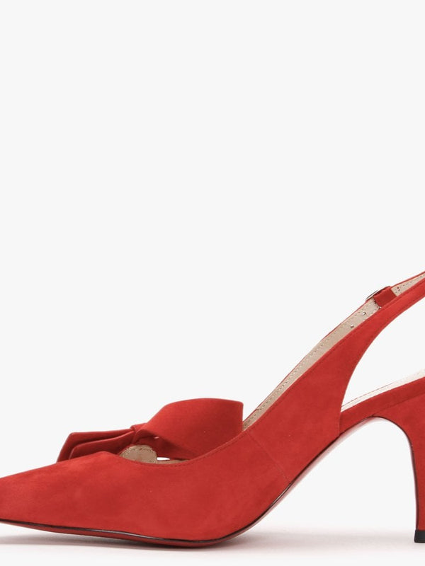 Sized Red Suede Bow Sling Back Heels