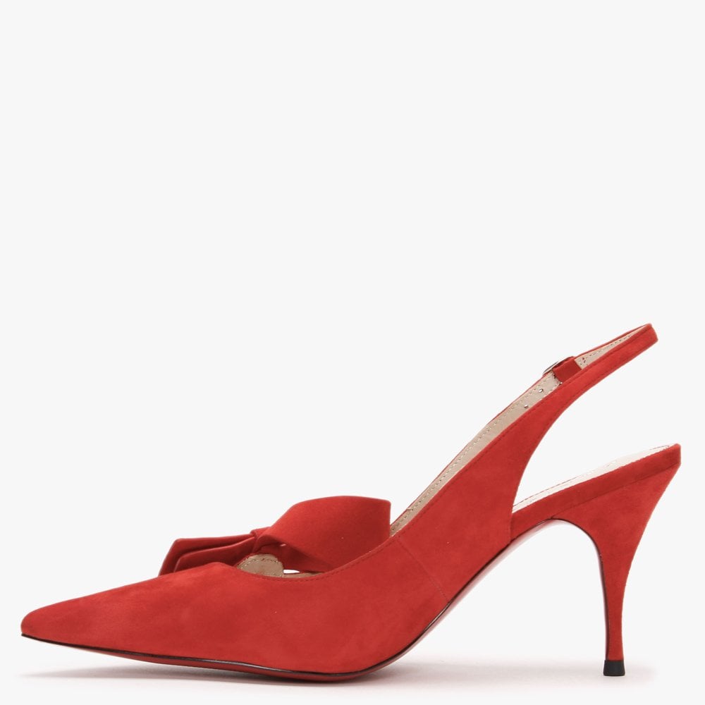 Sized Red Suede Bow Sling Back Heels