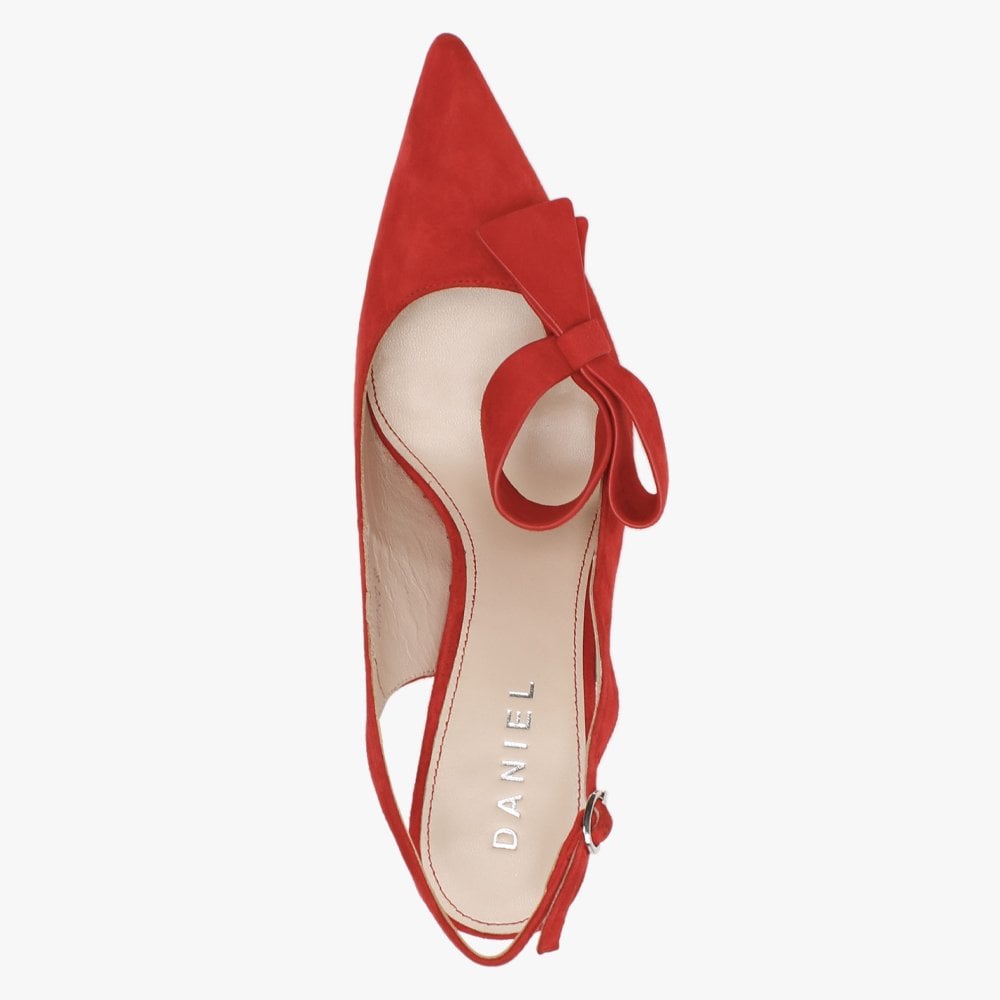 Sized Red Suede Bow Sling Back Heels