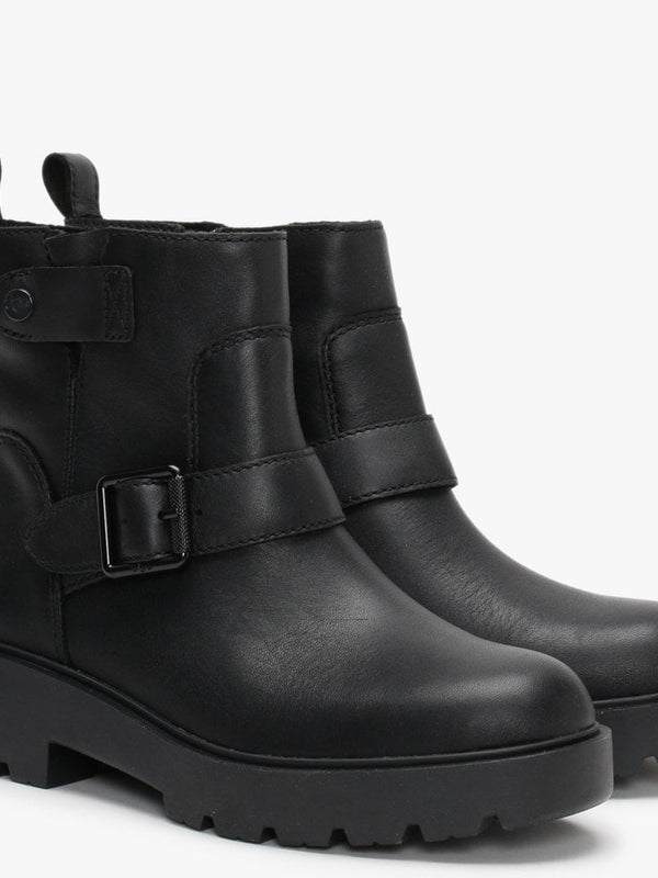 Saoirse Black Leather Ankle Boots