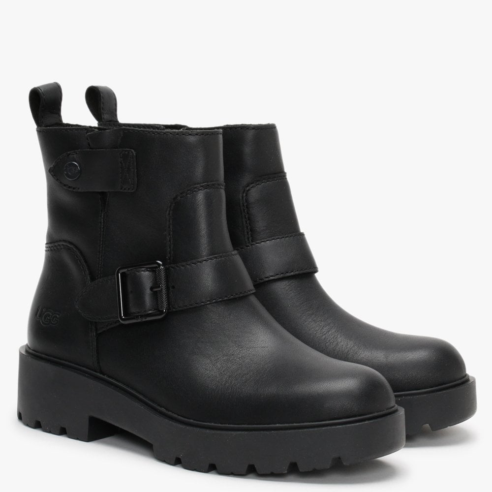 Saoirse Black Leather Ankle Boots