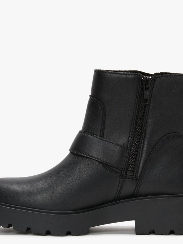 Saoirse Black Leather Ankle Boots