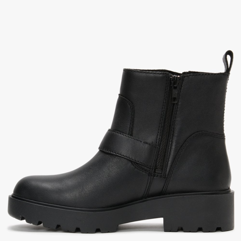Saoirse Black Leather Ankle Boots