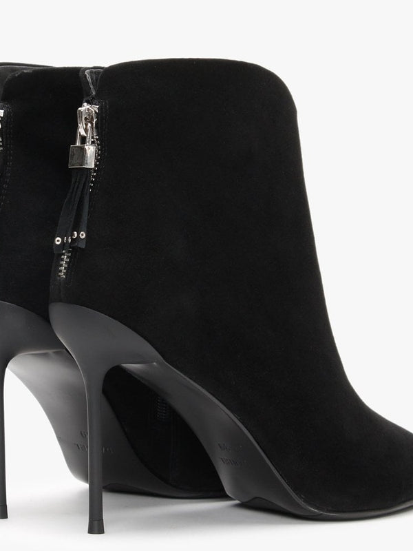 Sassel Black Suede Ankle Boots
