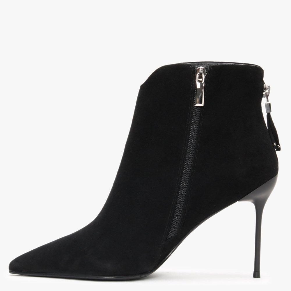 Sassel Black Suede Ankle Boots