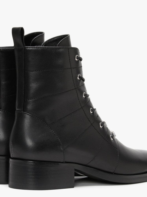 Sace Black Leather Diamante Ankle Boots