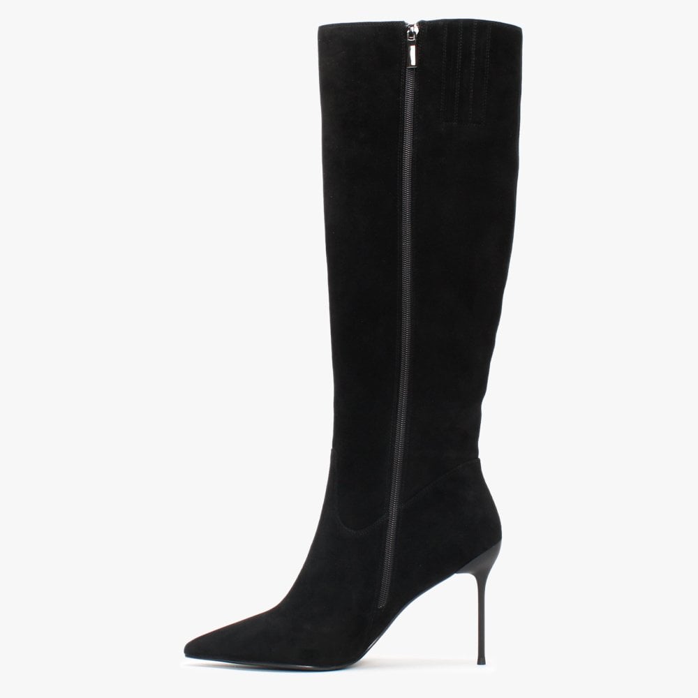 Slimmy Black Suede Knee Boots