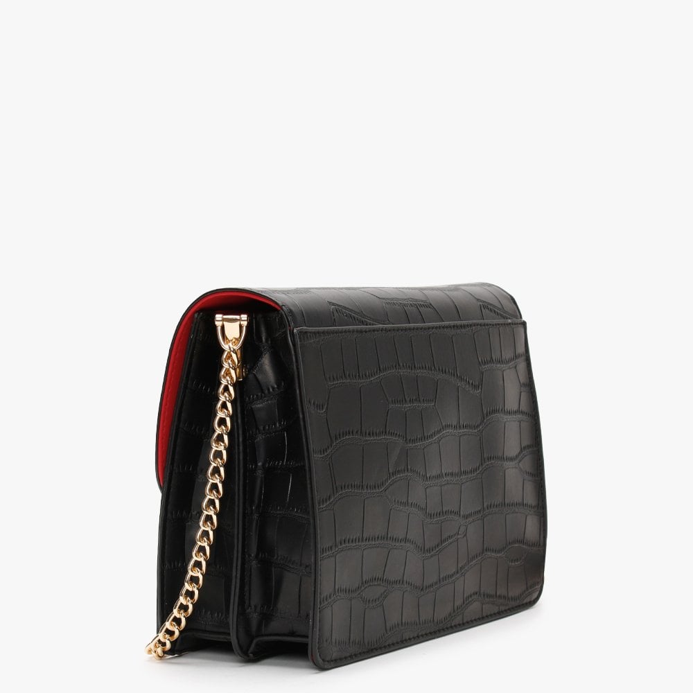 Juniper Black Moc Croc Satchel Bag