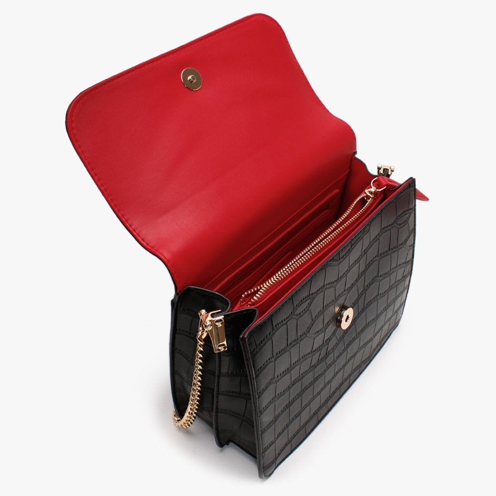 Juniper Black Moc Croc Satchel Bag