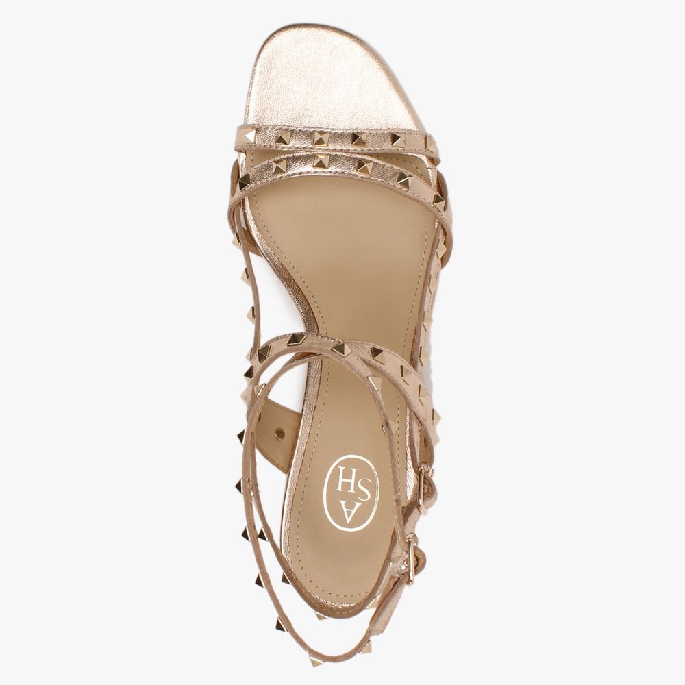 Iman Rame Leather Studded Block Heel Sandals