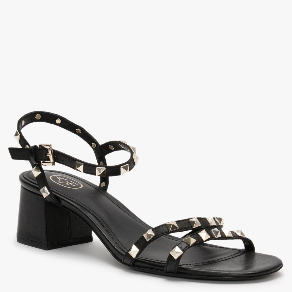 Iggy Black Leather Studded Sandals
