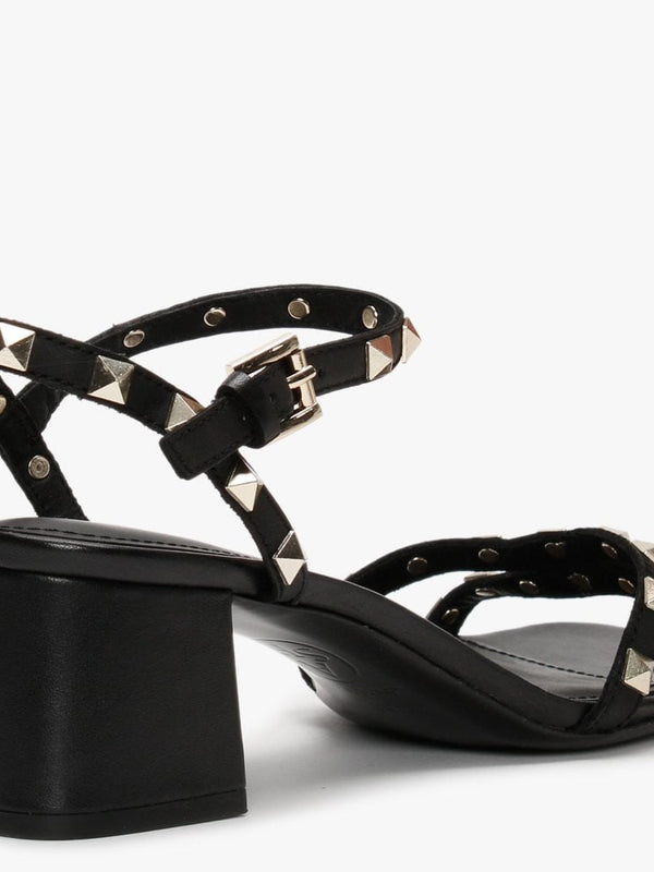 Iggy Black Leather Studded Sandals