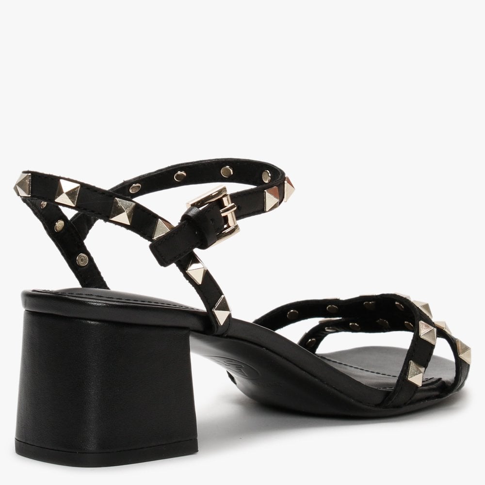 Iggy Black Leather Studded Sandals
