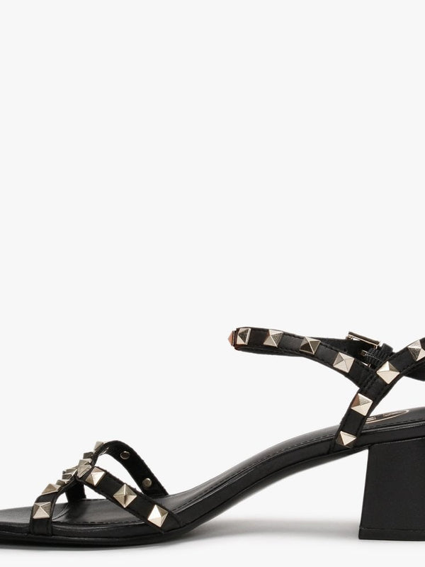 Iggy Black Leather Studded Sandals