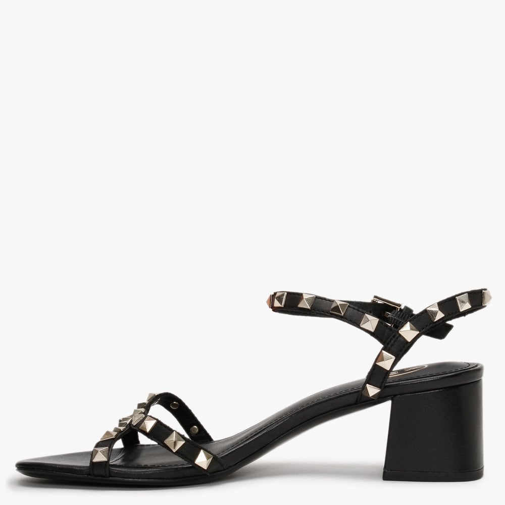 Iggy Black Leather Studded Sandals