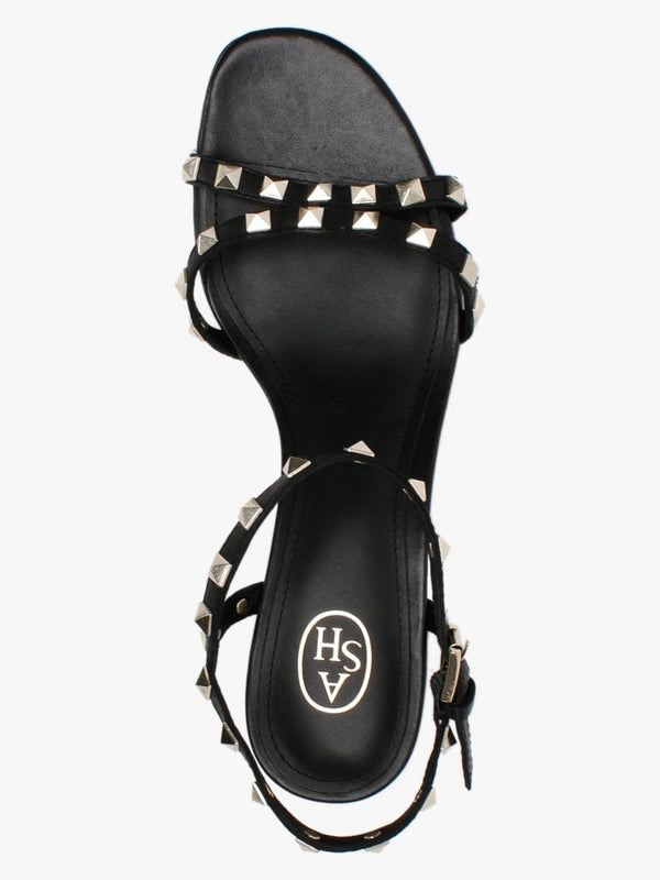 Iggy Black Leather Studded Sandals