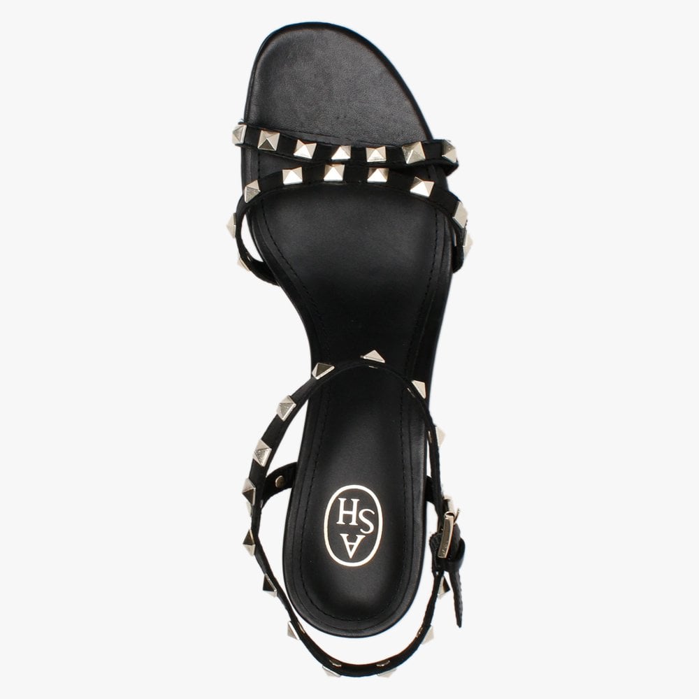 Iggy Black Leather Studded Sandals