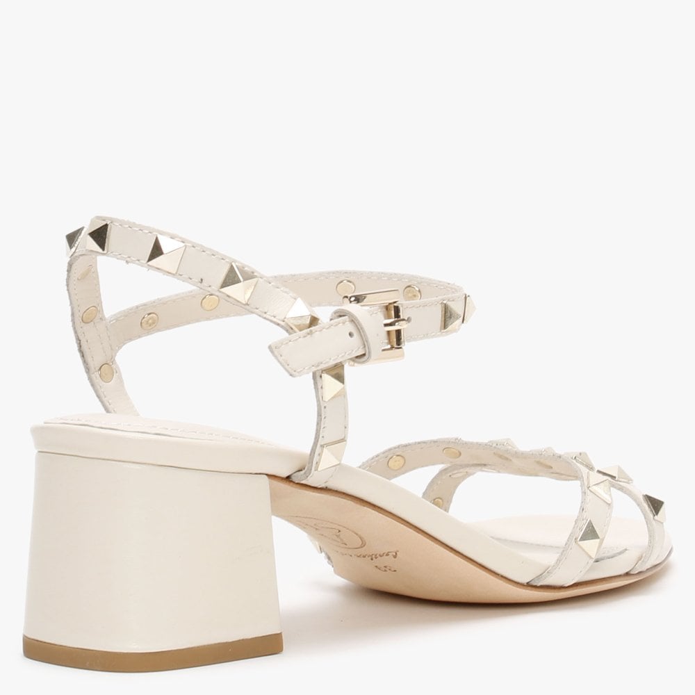 Iggy Ivory Leather Studded Sandals