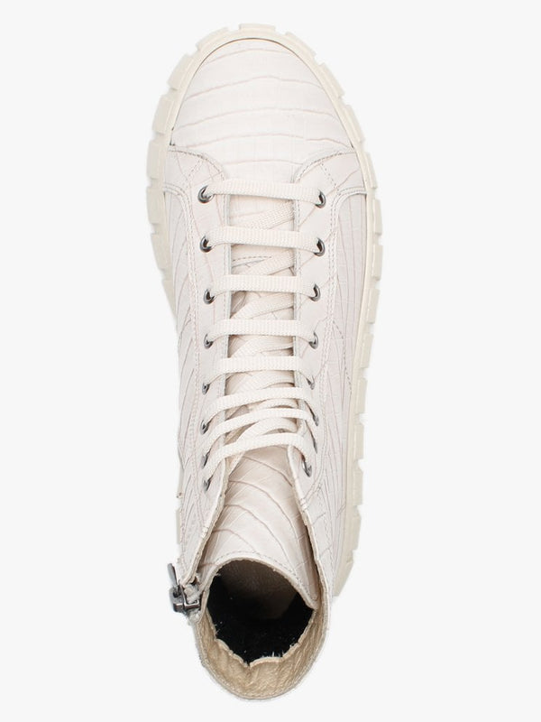 Borep Beige Leather Reptile High Top Trainers