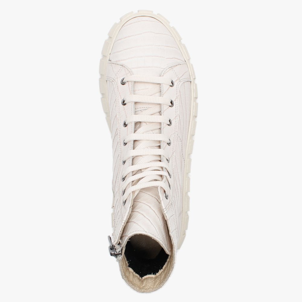 Borep Beige Leather Reptile High Top Trainers