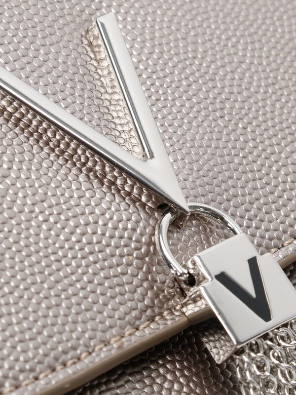 Divina Large Grigio Metallic Pebbled Shoulder Bag
