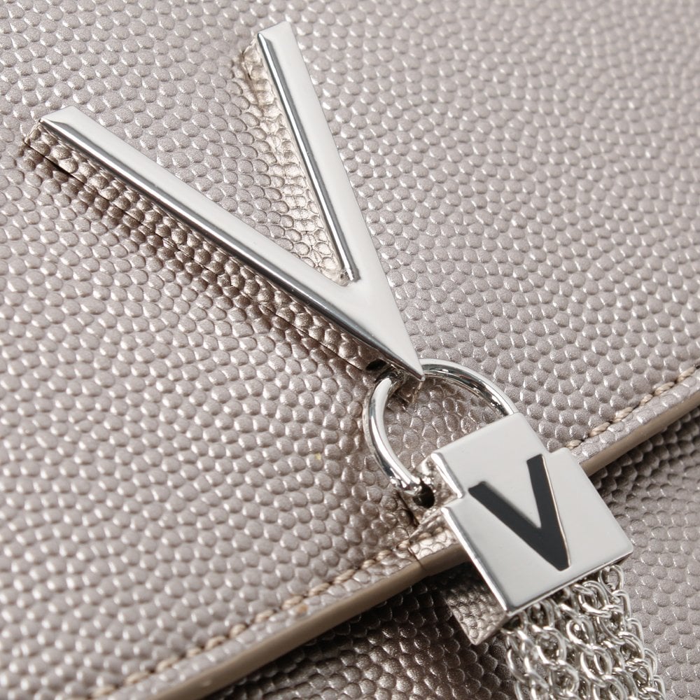 Divina Large Grigio Metallic Pebbled Shoulder Bag