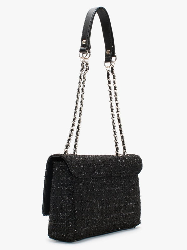 Cessily Convertible Black Textile Cross-Body Bag