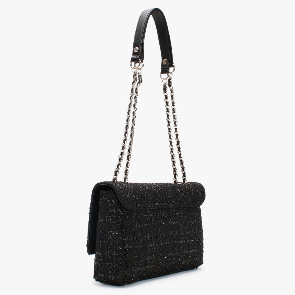 Cessily Convertible Black Textile Cross-Body Bag