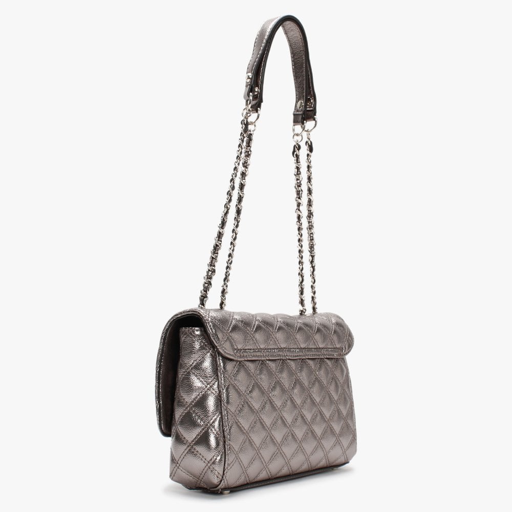 Cessily Quilted Convertible Pewter Cross-Body Bag