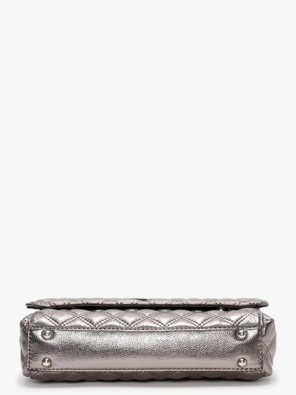 Cessily Quilted Convertible Pewter Cross-Body Bag