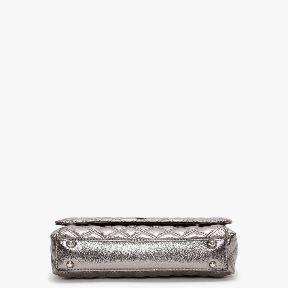 Cessily Quilted Convertible Pewter Cross-Body Bag