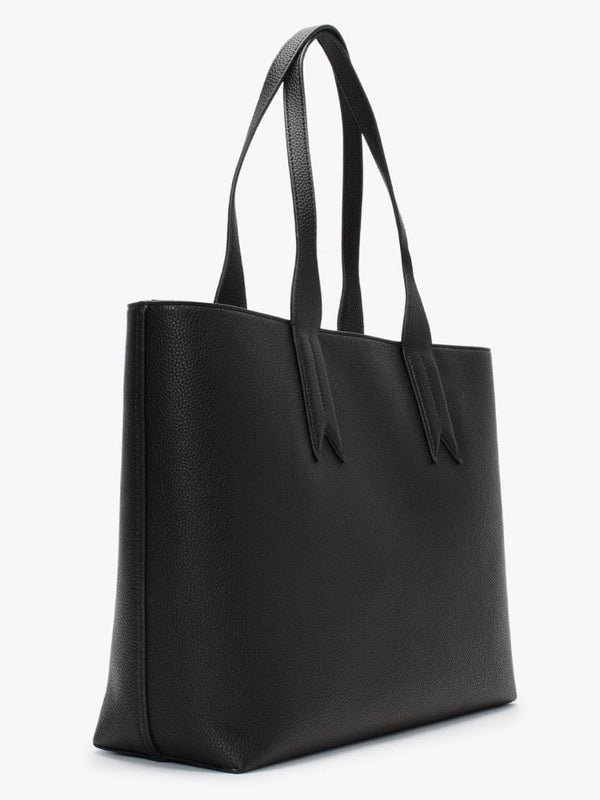 Eagle Logo Black & Silver Top Zip Shopper Bag