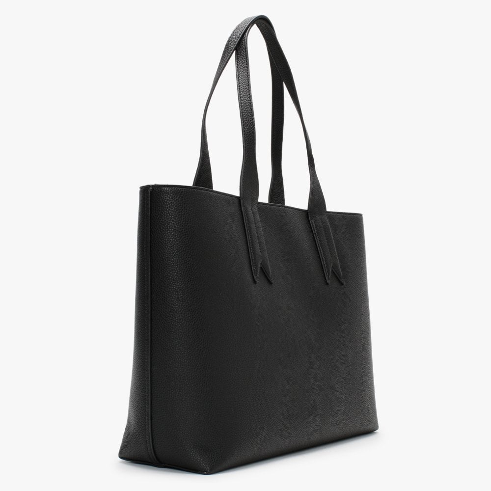 Eagle Logo Black & Silver Top Zip Shopper Bag