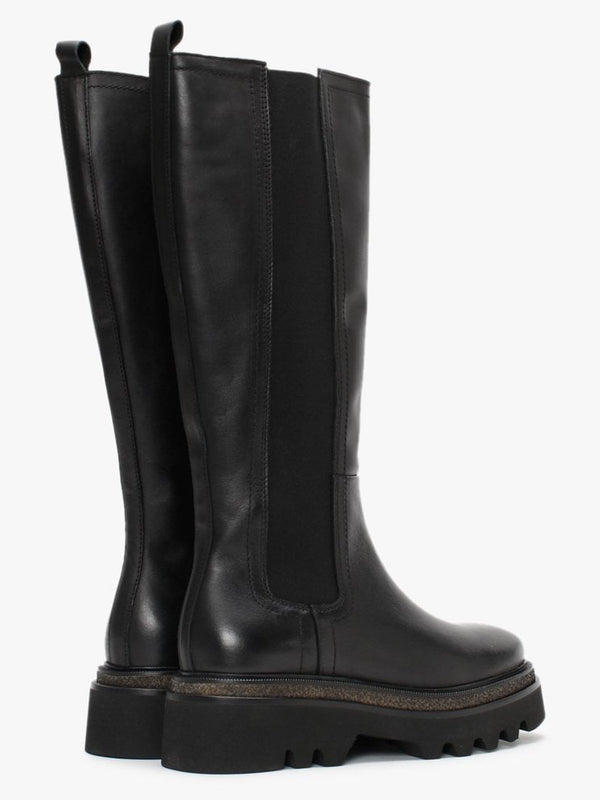 Hyssop Black Leather Chelsea Knee Boots