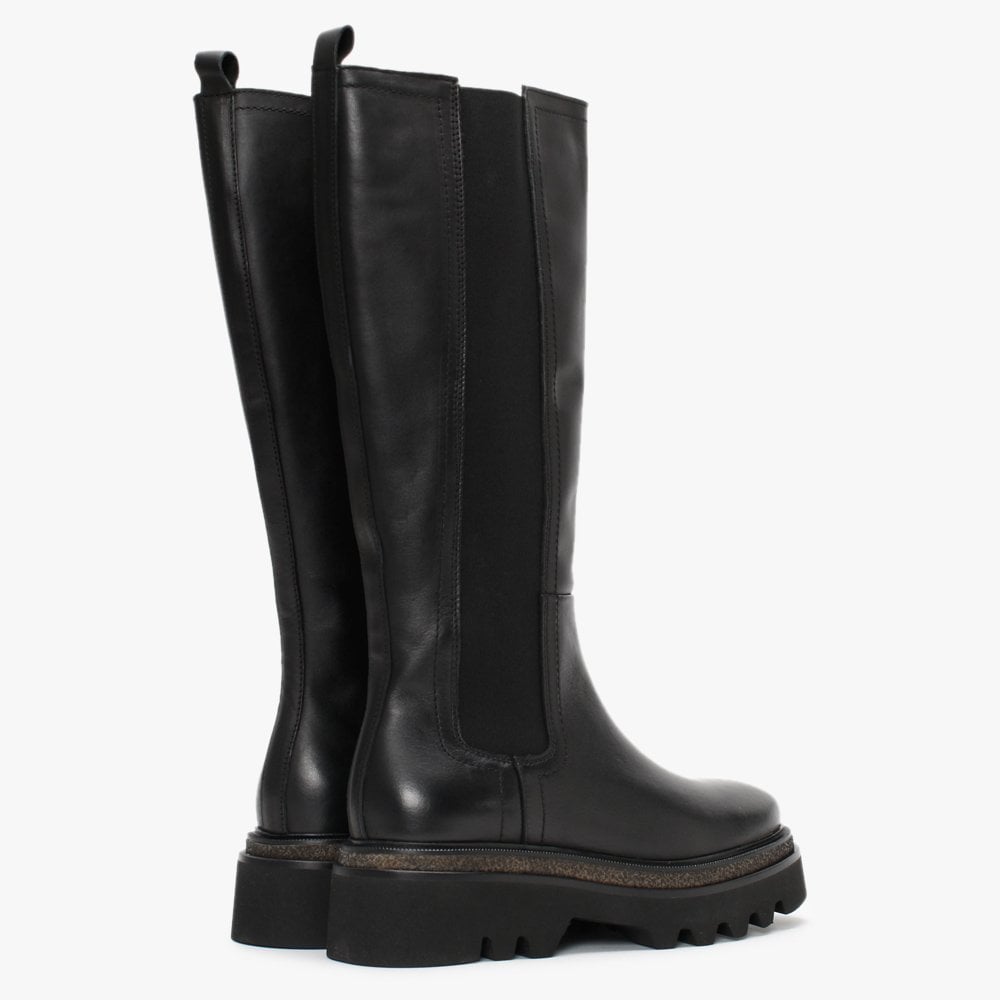 Hyssop Black Leather Chelsea Knee Boots
