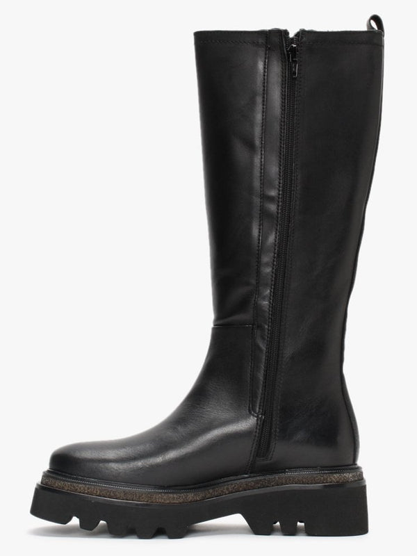 Hyssop Black Leather Chelsea Knee Boots