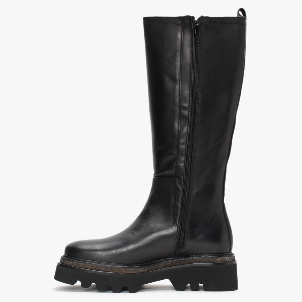 Hyssop Black Leather Chelsea Knee Boots