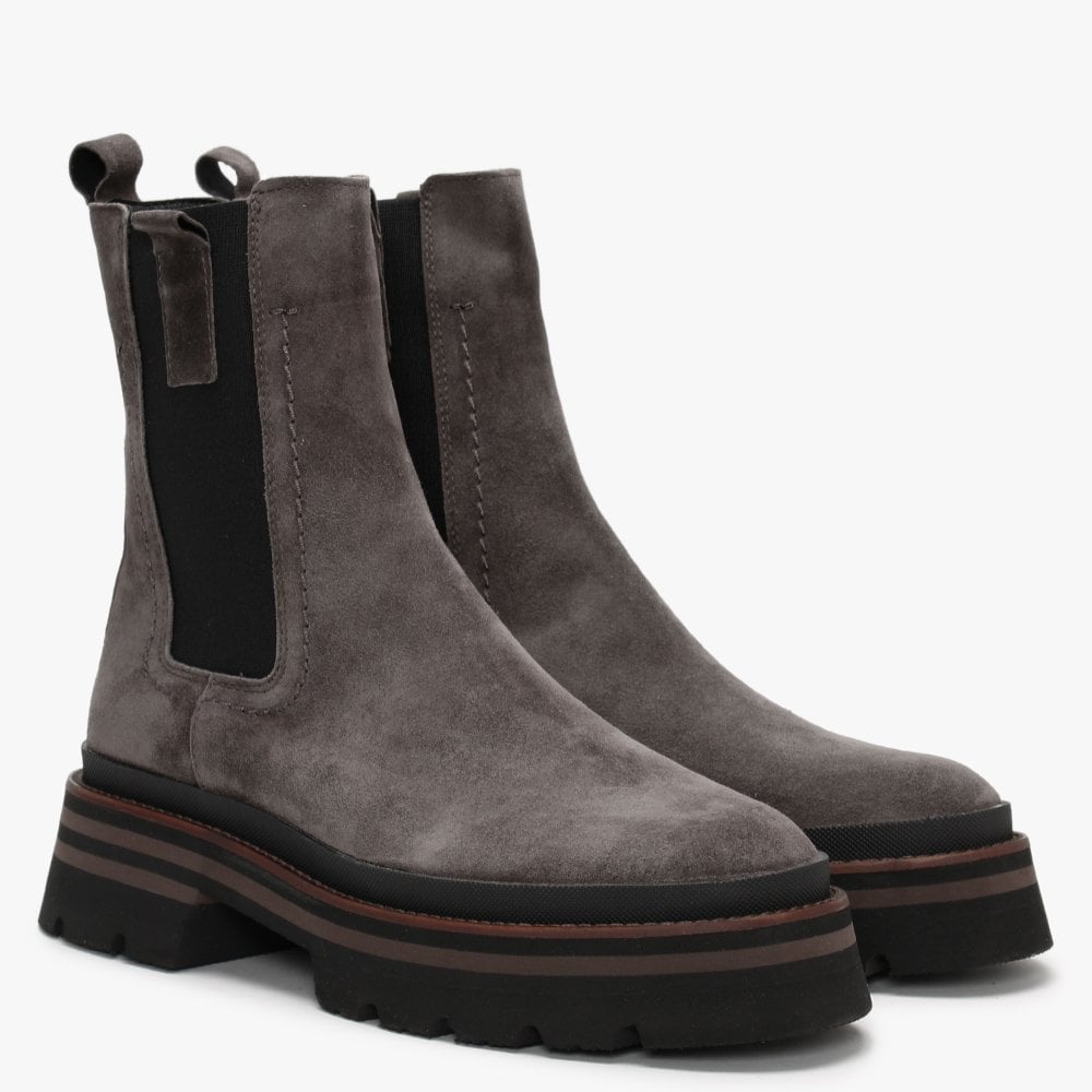 Allspice Grey Suede Elongated Chelsea Boots