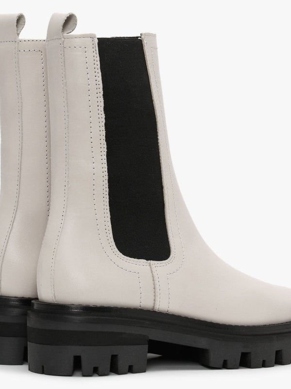 Chervil White Leather Elongated Chelsea Boots