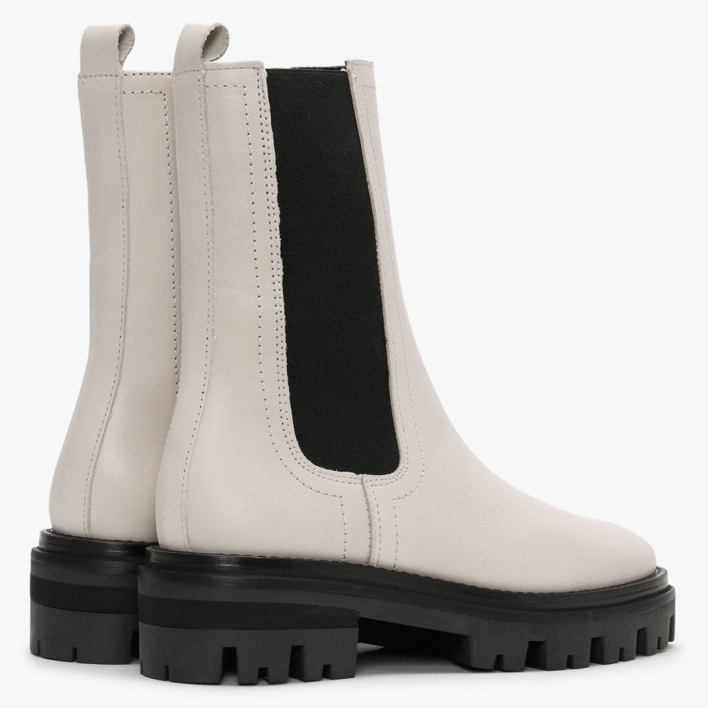 Chervil White Leather Elongated Chelsea Boots