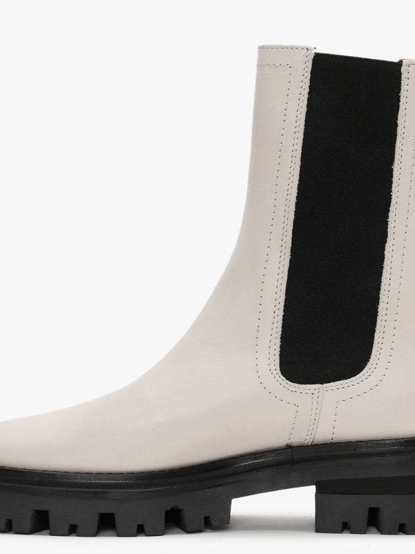 Chervil White Leather Elongated Chelsea Boots
