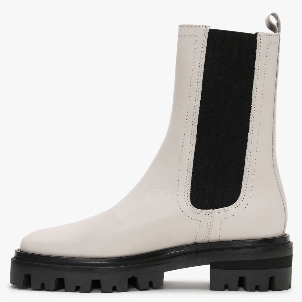 Chervil White Leather Elongated Chelsea Boots