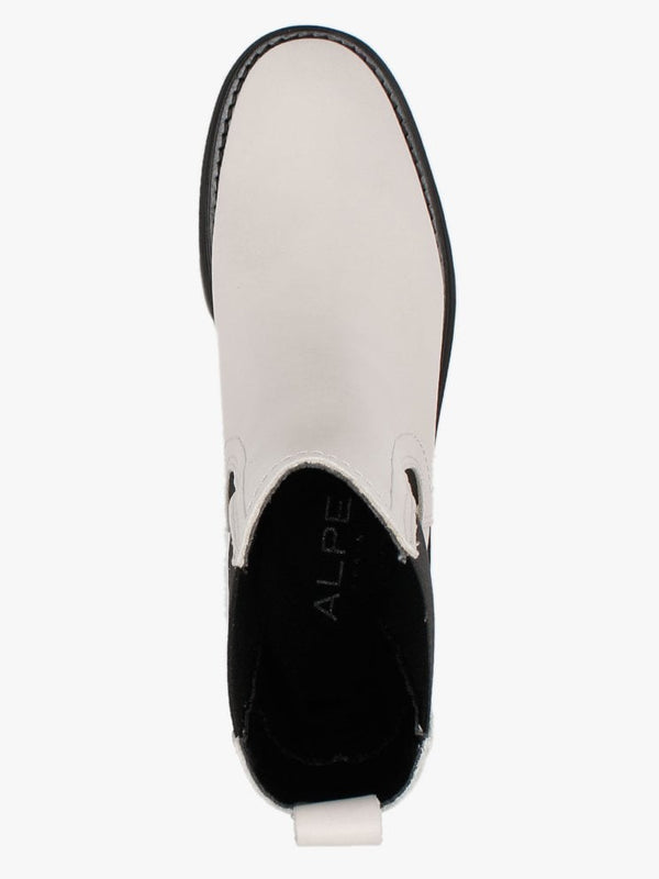 Chervil White Leather Elongated Chelsea Boots