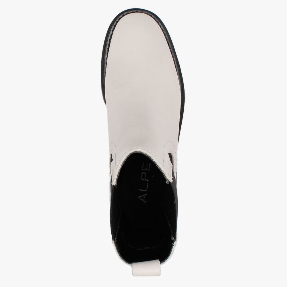 Chervil White Leather Elongated Chelsea Boots
