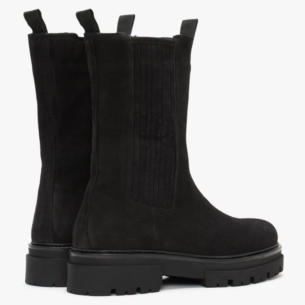 Izeat Black Suede Tall Chelsea Boots