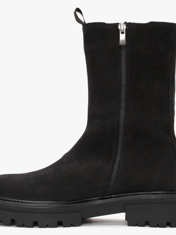Izeat Black Suede Tall Chelsea Boots