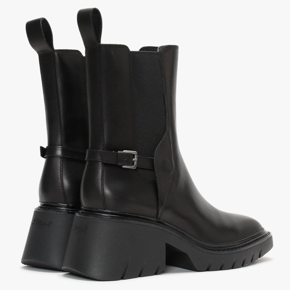 Oxford Black Leather Heeled Boots