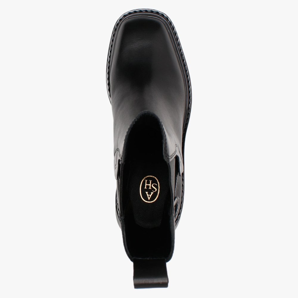 Oxford Black Leather Heeled Boots