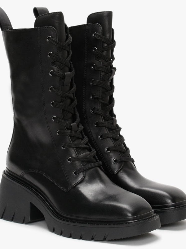 Odessa Black Leather Mid-Calf Boots
